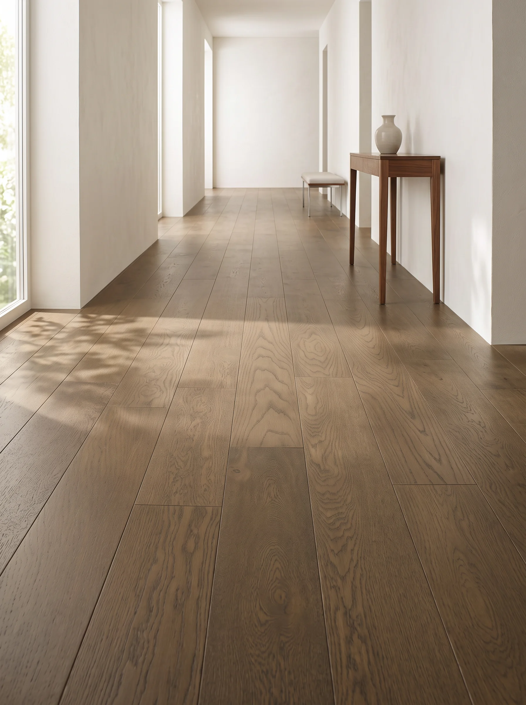 Freshly floored corridor, ready for listing photos